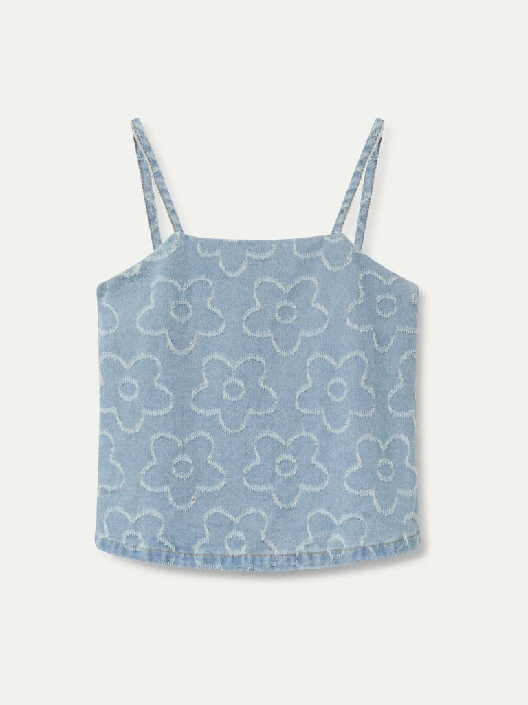 Compañia Fantasica - Woven Floral Halter Top - Denim-Compañia Fantasica-treehaus