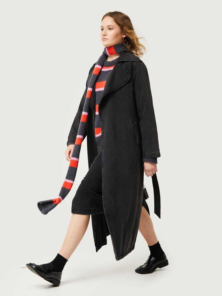 Compañia Fantasica - Wrap Trench Coat - Black Washed Denim-Compañia Fantasica-treehaus