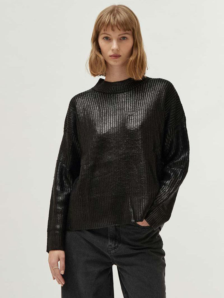 Compañia Fantastica - Coated Knit Sweater - Black-Compañia Fantasica-treehaus