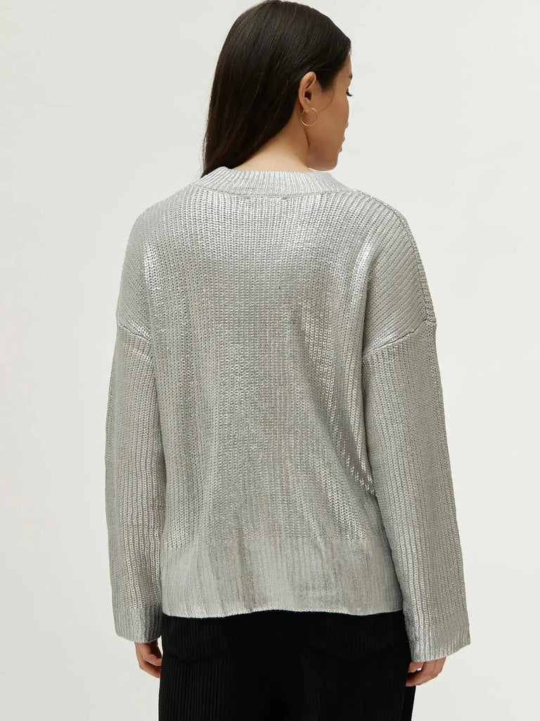 Compañia Fantastica - Coated Knit Sweater - Silver-Compañia Fantasica-treehaus