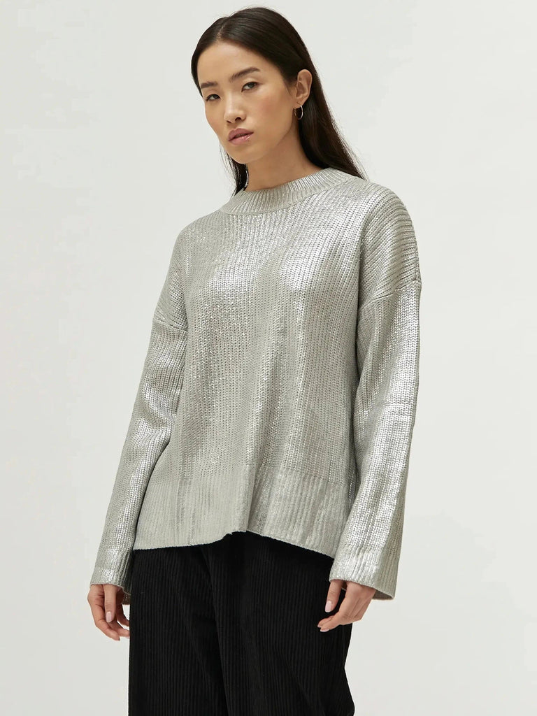 Compañia Fantastica - Coated Knit Sweater - Silver-Compañia Fantasica-treehaus