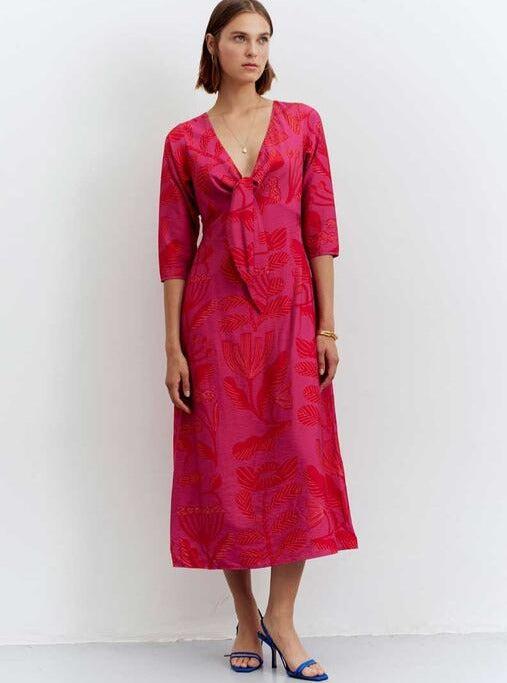 Compañia Fantastica - Floral Midi Dress - Red/Pink-Compañia Fantasica-treehaus
