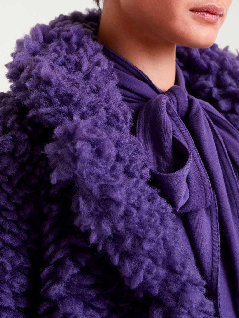 Compañía Fantástica - Fuzzy Faux Sheepskin Coat - Purple-Compañía Fantástica-treehaus
