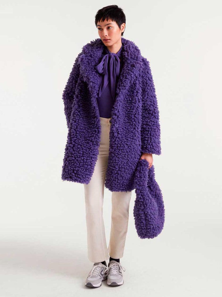 Compañía Fantástica - Fuzzy Faux Sheepskin Coat - Purple-Compañía Fantástica-treehaus
