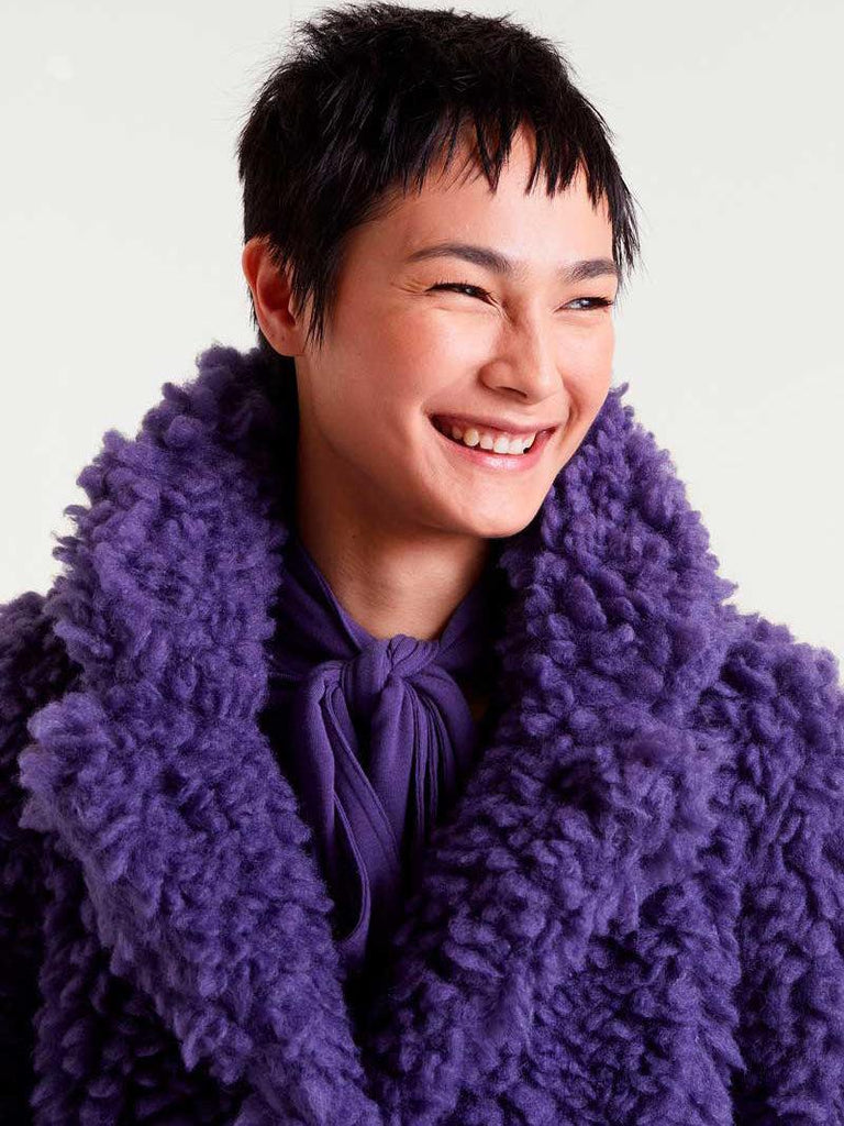 Compañía Fantástica - Fuzzy Sheepskin Coat - Purple-Compañía Fantástica-treehaus