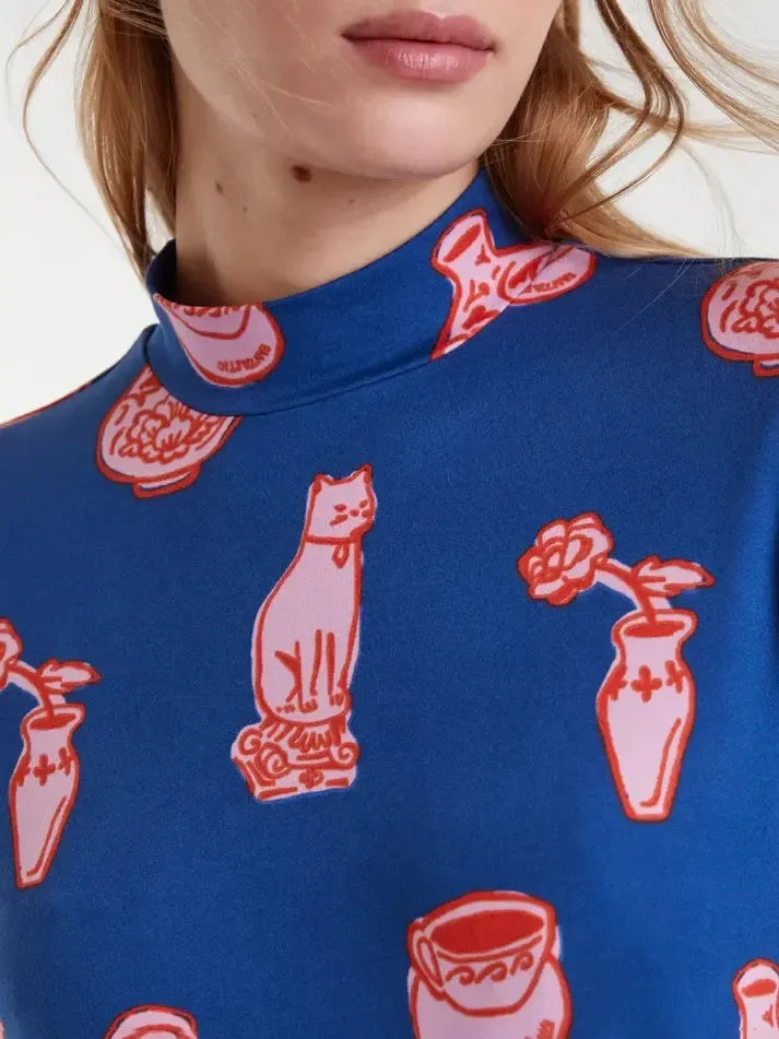 Compañía Fantástica - Porcelain Print Mock Neck-Compañía Fantástica-treehaus