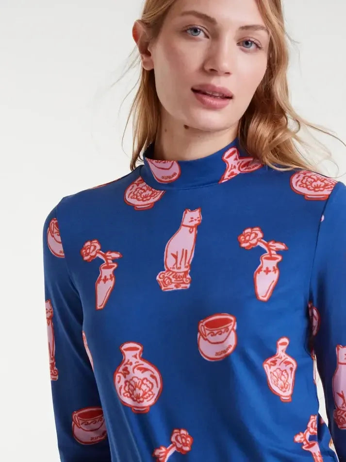 Compañía Fantástica - Porcelain Print Mock Neck-Compañía Fantástica-treehaus