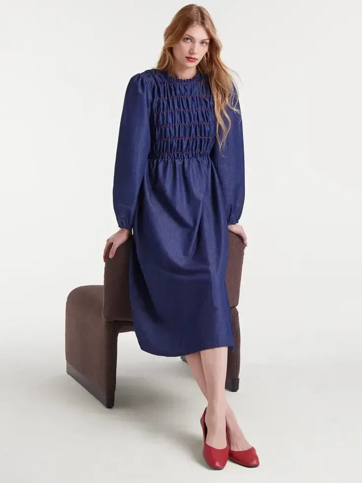 Compañía Fantástica - Smocked Chambray Dress-Compañía Fantástica-treehaus