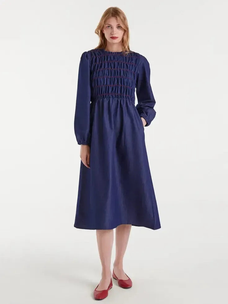 Compañía Fantástica - Smocked Chambray Dress-Compañía Fantástica-treehaus