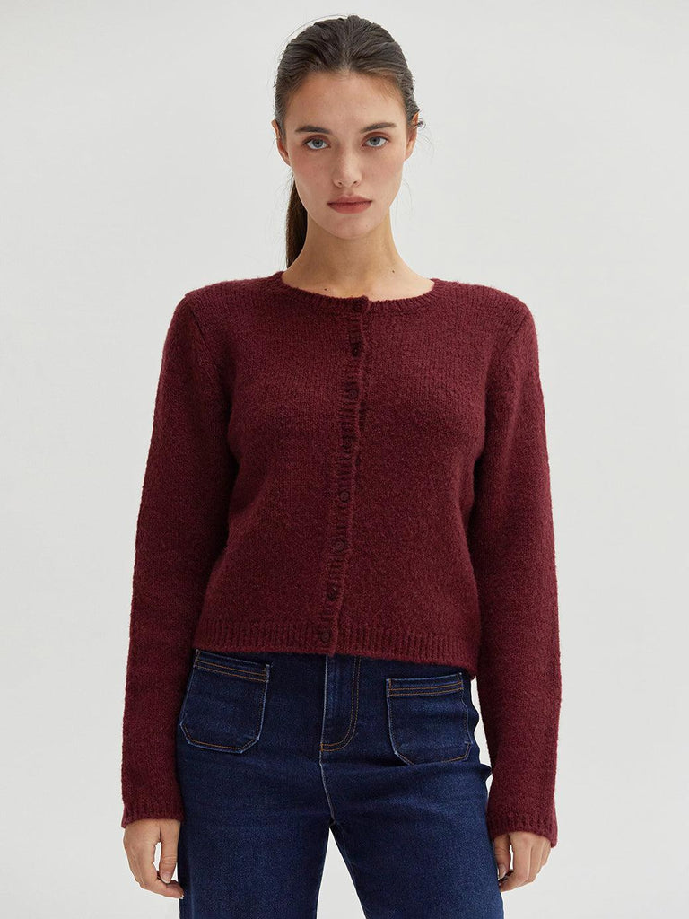 Crescent - Eliza Button Down Cardigan - Cabernet-Crescent-treehaus