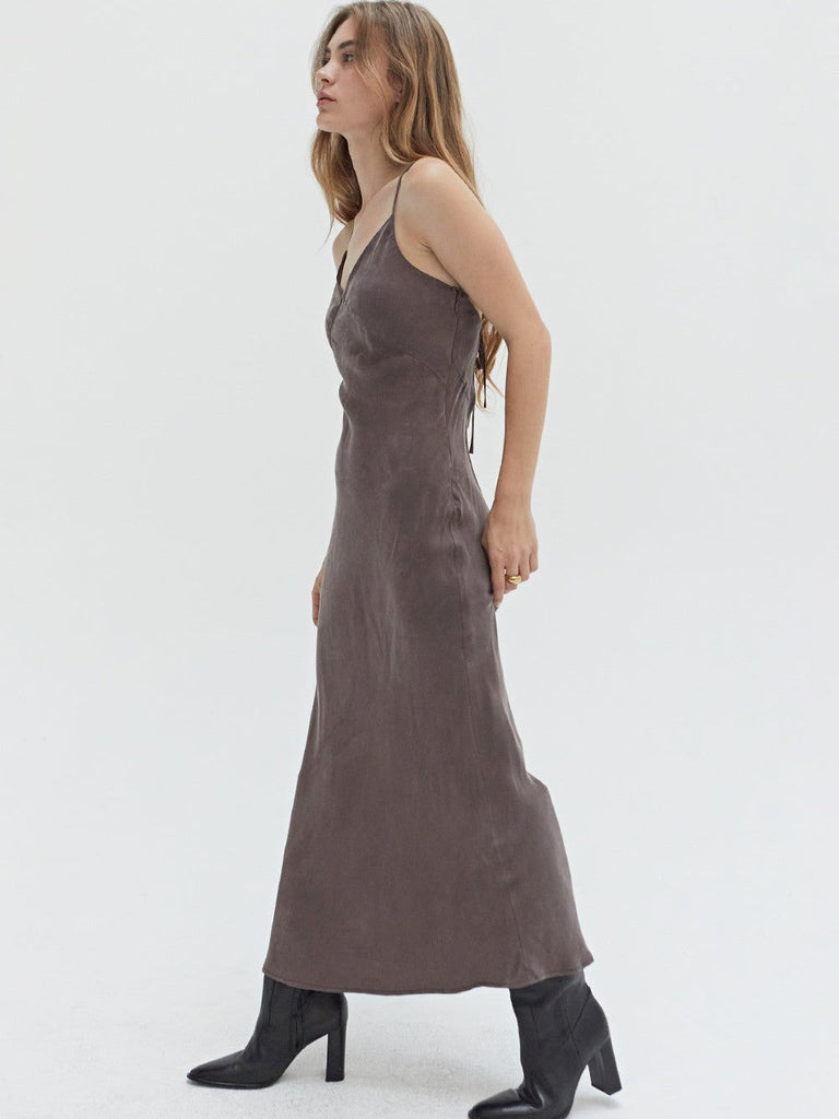 Crescent - Maxi Slip Dress - Charcoal-Crescent-treehaus