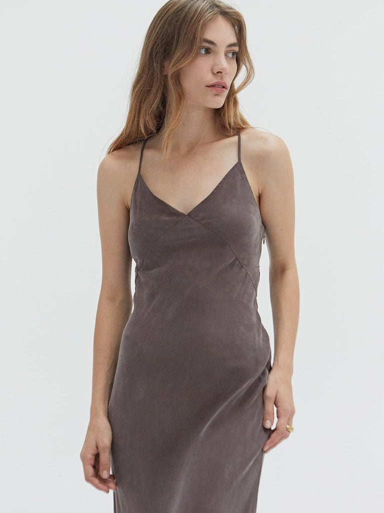 Crescent - Maxi Slip Dress - Charcoal-Crescent-treehaus