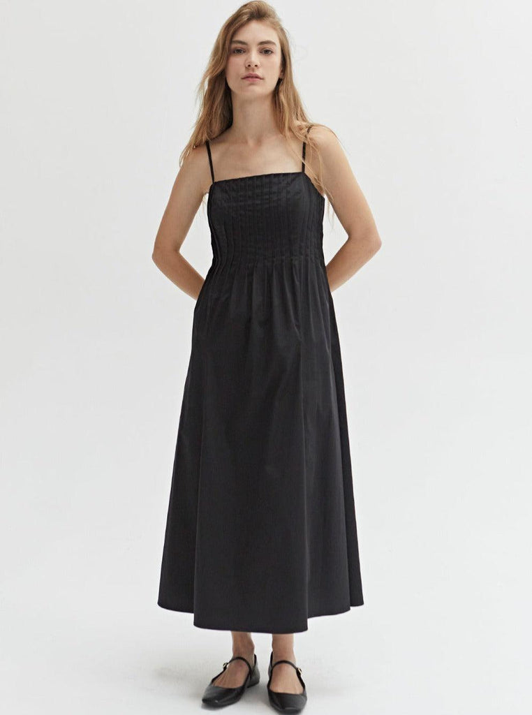 Crescent - Rhea Pleated Maxi Dress - Black-Crescent-treehaus