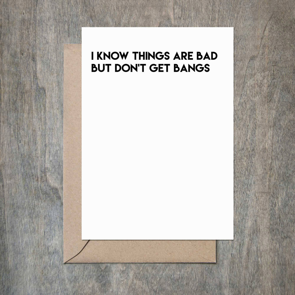 Crimson and Clover Studio - Don't Get Bangs Card Funny Friend Card-Crimson and Clover Studio-treehaus