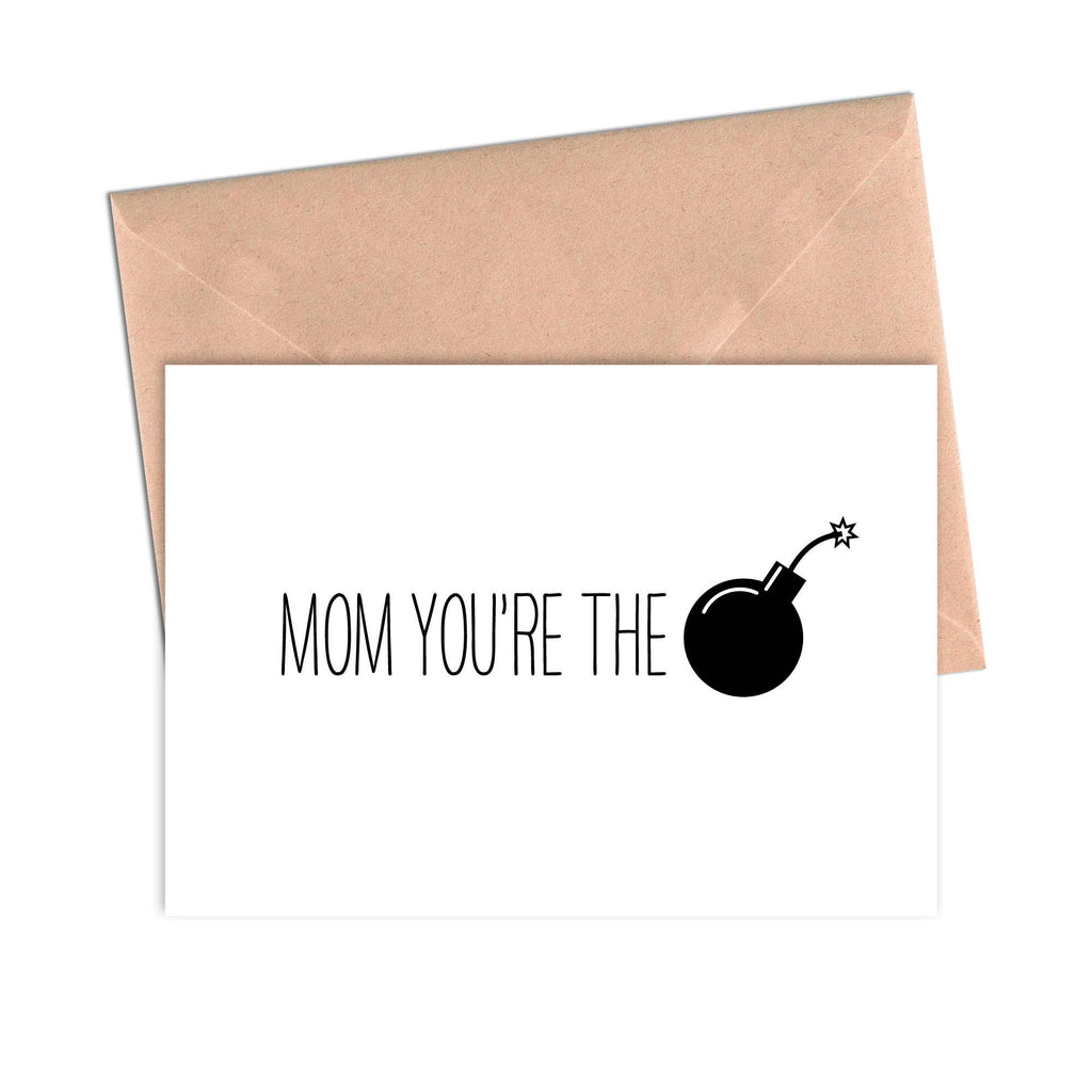 Crimson and Clover Studio - Funny Mother's Day Card Mom You're the Bomb-Crimson and Clover Studio-treehaus