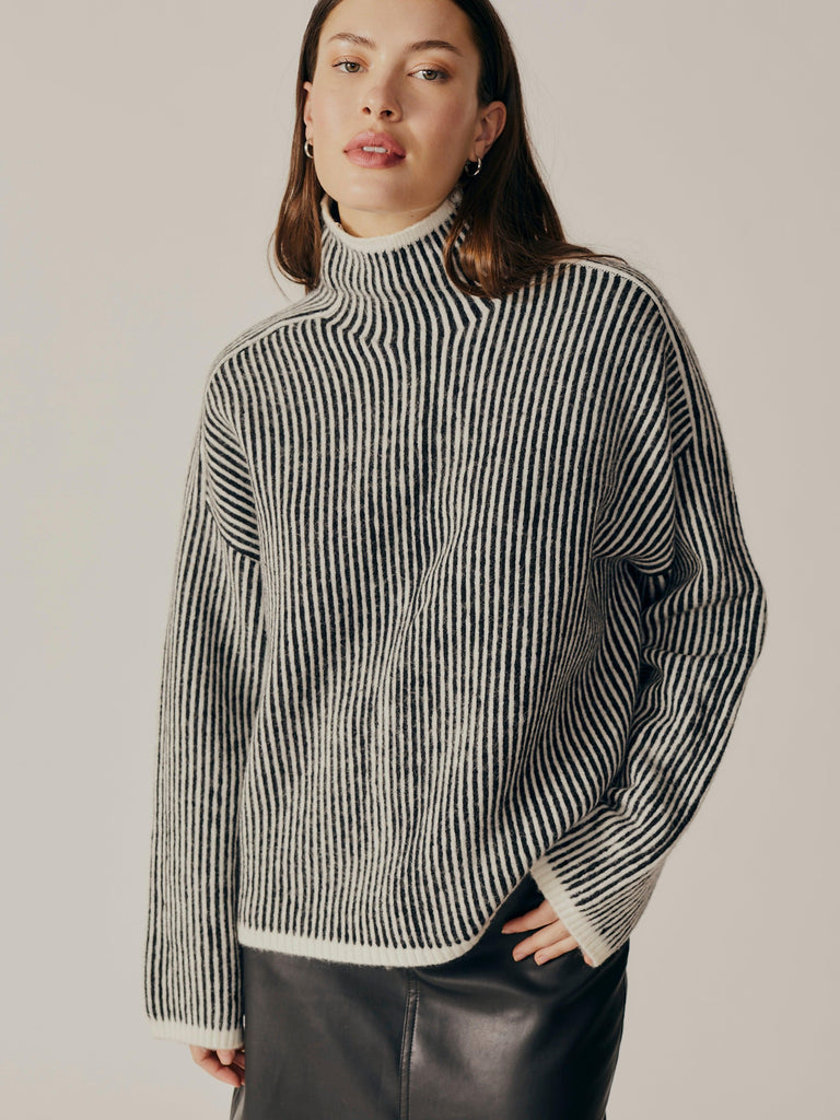 Deluc - Geranium Turtleneck Sweater - Black/Cream-Deluc-treehaus