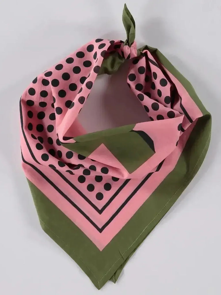 Dushyant - Archie Bandana No.6 - Pink & Olive Dots-Dushyant-treehaus