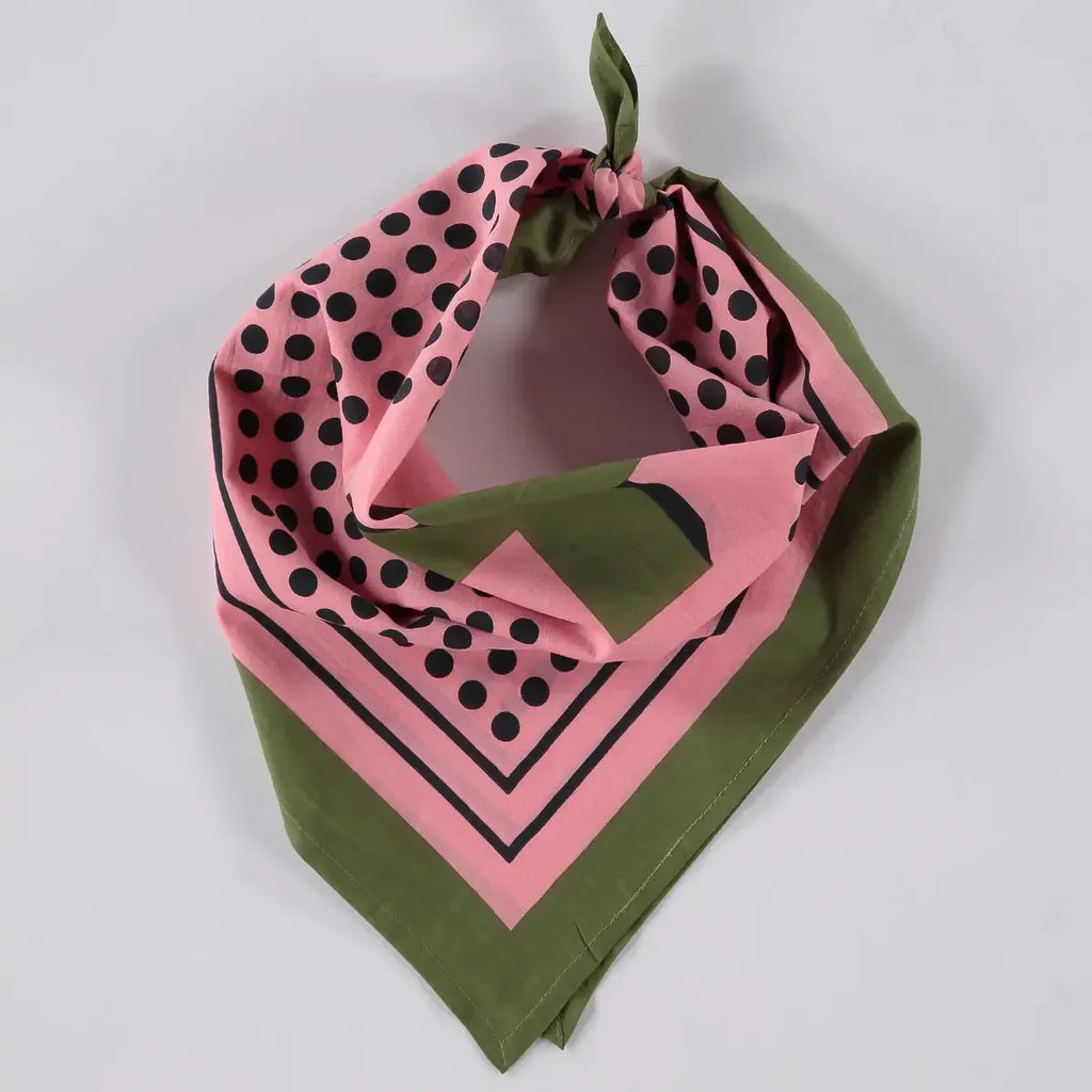 Dushyant - Archie Bandana - Pink & Olive Dots-Dushyant-treehaus