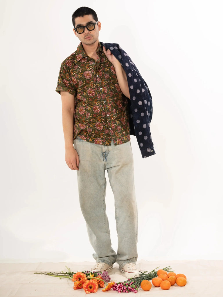 Dushyant - Folk Shirt - French Green-Dushyant-treehaus