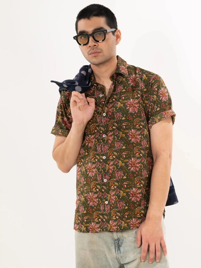 Dushyant - Folk Shirt - French Green-Dushyant-treehaus