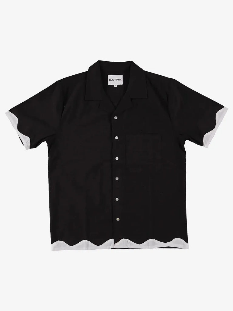 Dushyant - The Don Camp Collar - Flower Appliqué - Black-Dushyant-treehaus