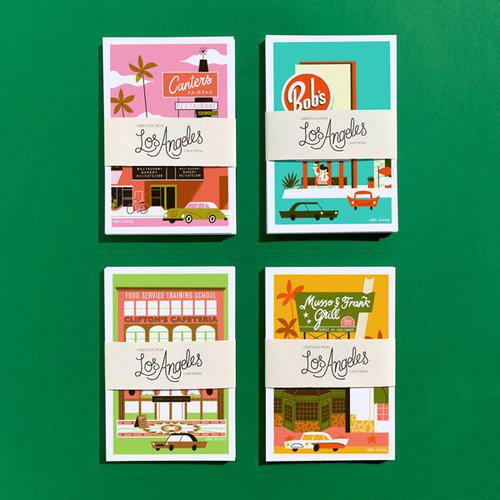 Ellen Surrey - Greetings from Los Angeles - Restaurants/Bars - Set of 12 postcards-Ellen Surrey-treehaus