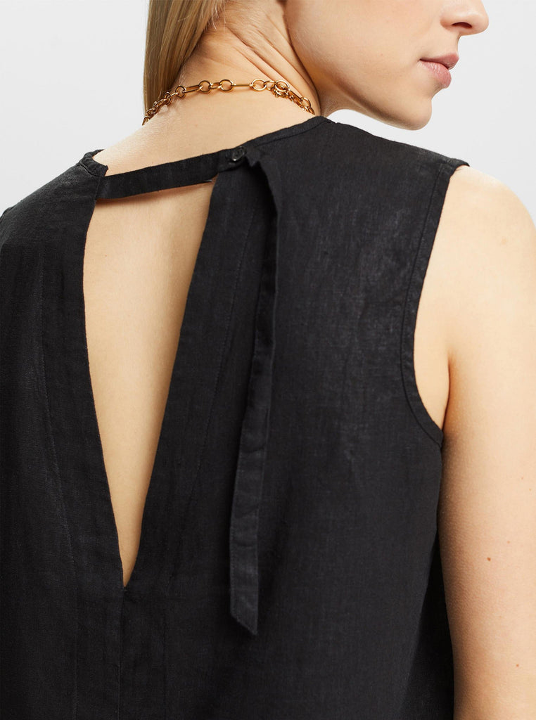 Esprit - Open Back Blouse - Black-Esprit-treehaus