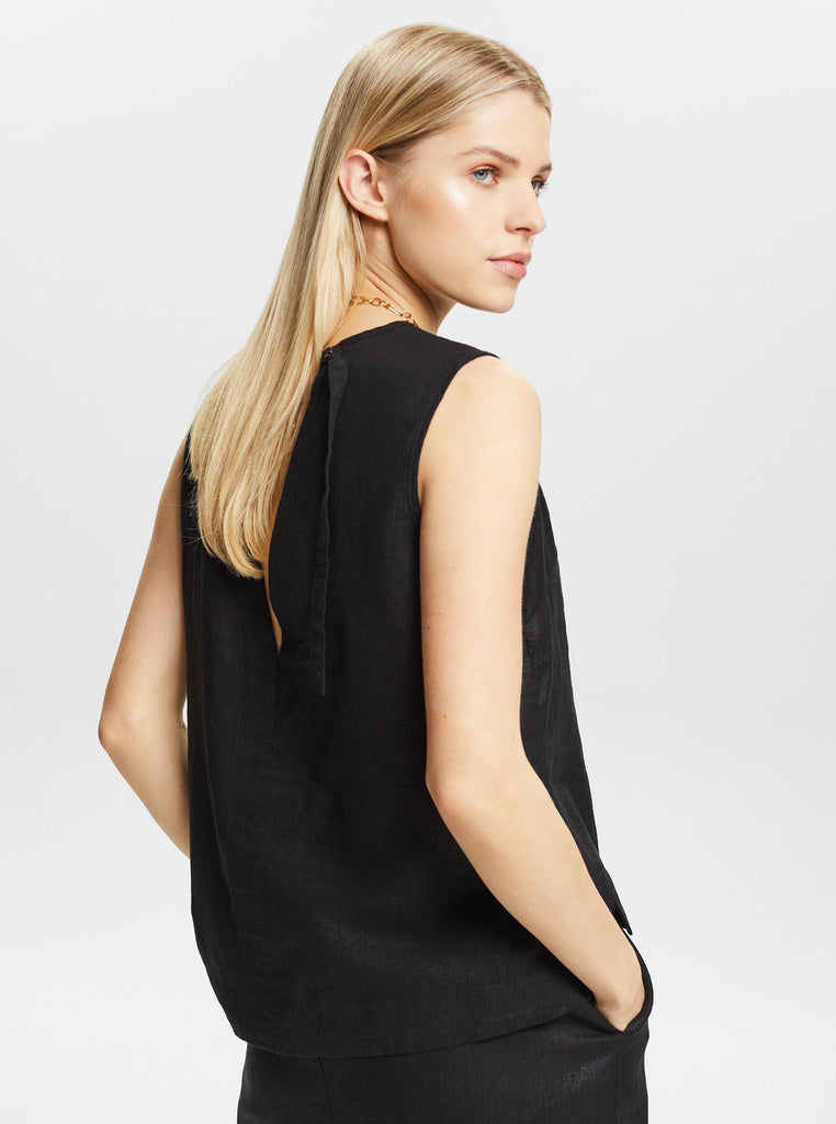 Esprit - Open Back Blouse - Black-Esprit-treehaus