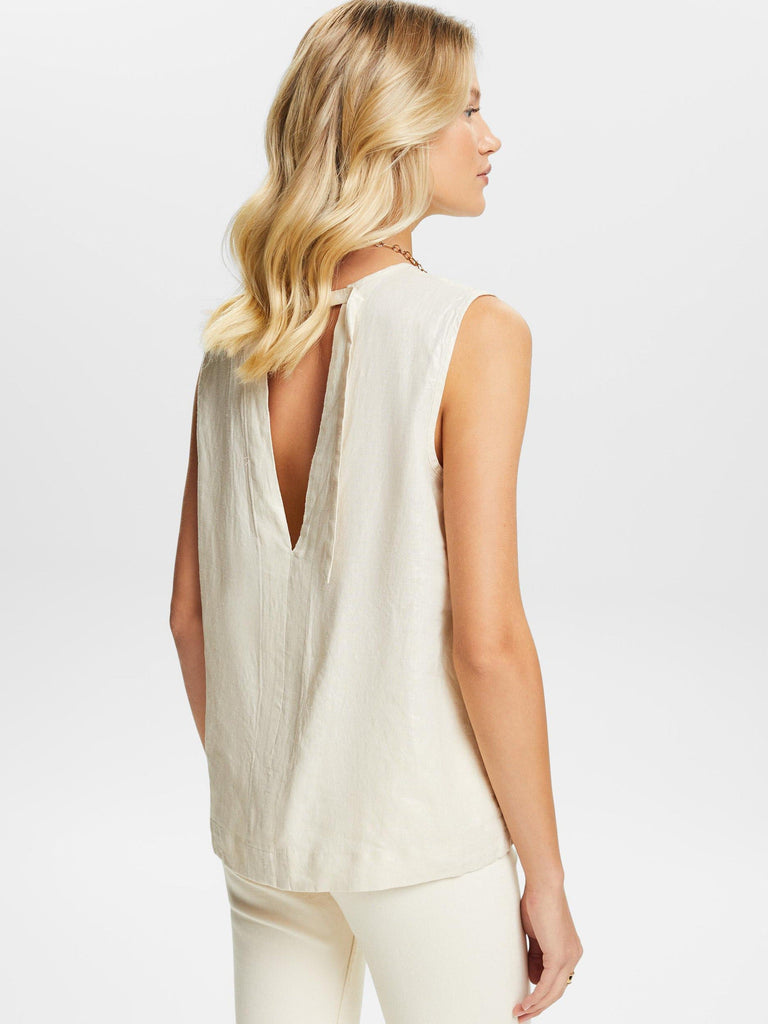 Esprit - Open Back Blouse - Cream-Esprit-treehaus