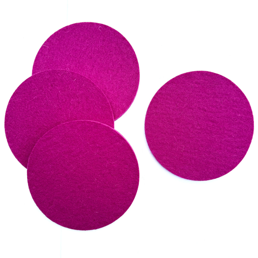 Feltiva - Round Felt Coasters Set of 4: Fuchsia-Feltiva-treehaus