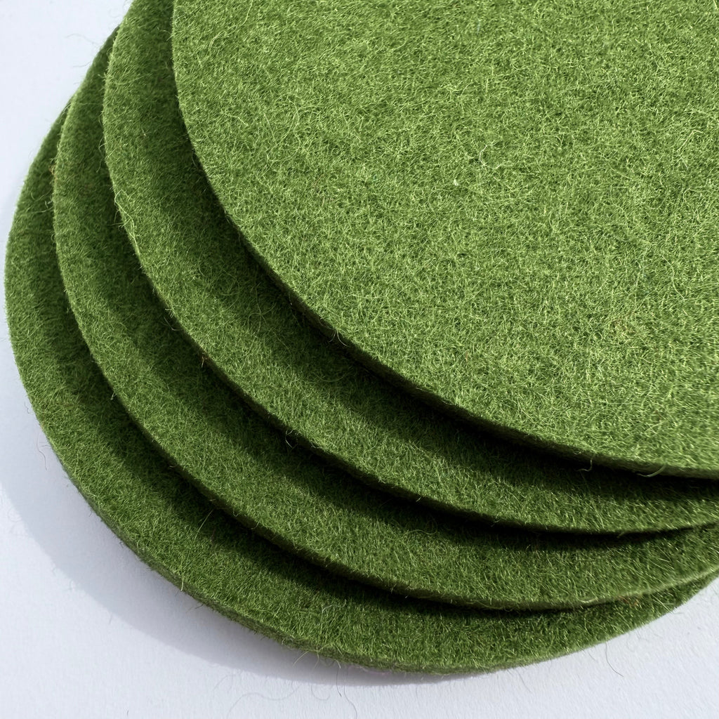 Feltiva - Round Felt Coasters Set of 4: Olive-Feltiva-treehaus