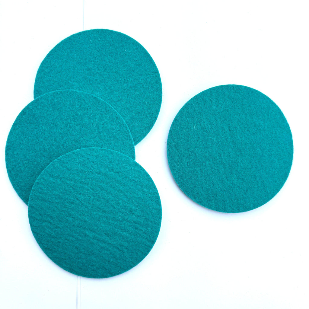 Feltiva - Round Felt Coasters Set of 4: Turquoise-Feltiva-treehaus