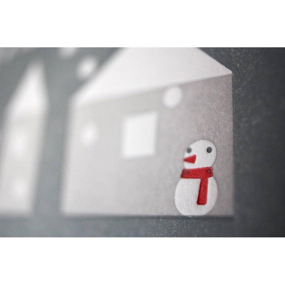 Fugu Fugu Press - Holiday Houses with Snowman Card - Set of 8-Fugu Fugu Press-treehaus