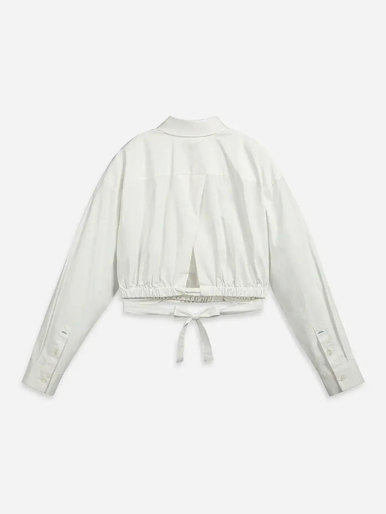 Future Classics - Overlap Crop Shirt - White-Future Classics-treehaus