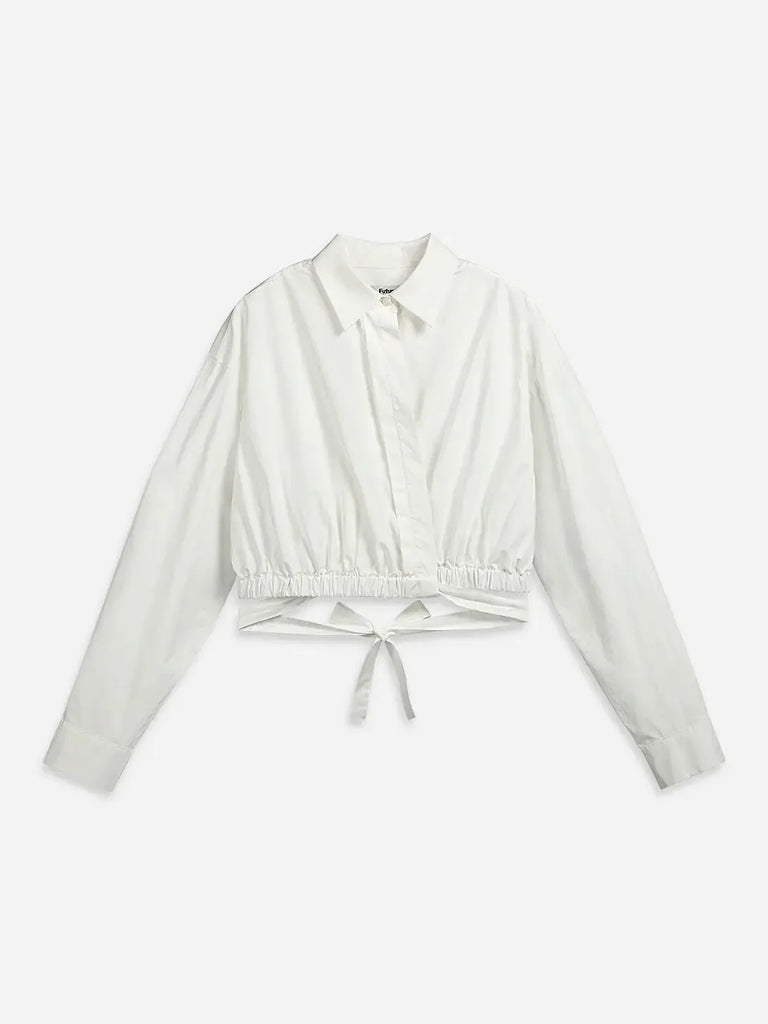 Future Classics - Overlap Crop Shirt - White-Future Classics-treehaus