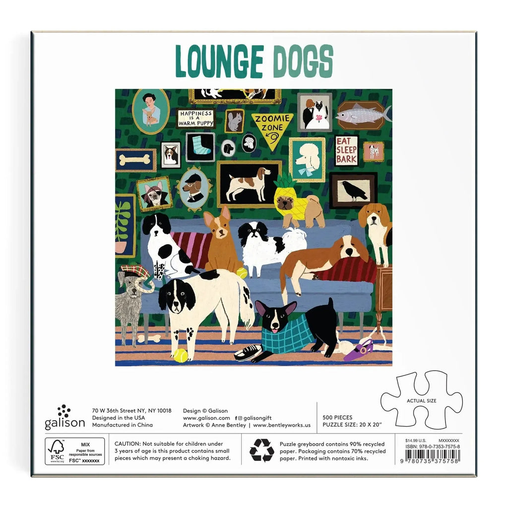 Galison - Lounge Dogs - 500 Piece Puzzle-Chronicle-treehaus