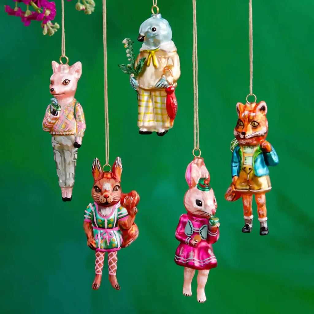 Glitterville - Dressed Woodland Animals Ornaments-Glitterville-treehaus