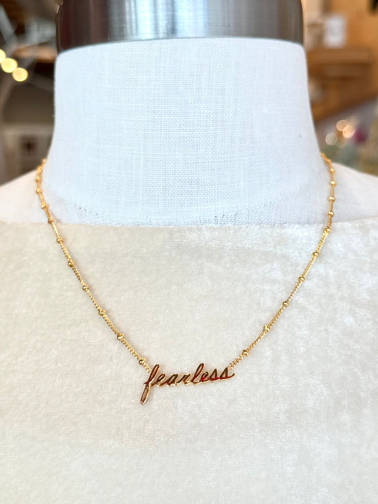 Godfrey and Rose - Fearless Nameplate Necklace - Gold Vermeil-Godfrey and Rose-treehaus