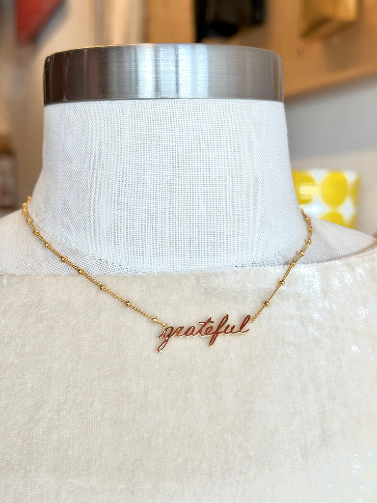 Godfrey and Rose - Grateful Nameplate Necklace - Gold Vermeil-Godfrey and Rose-treehaus