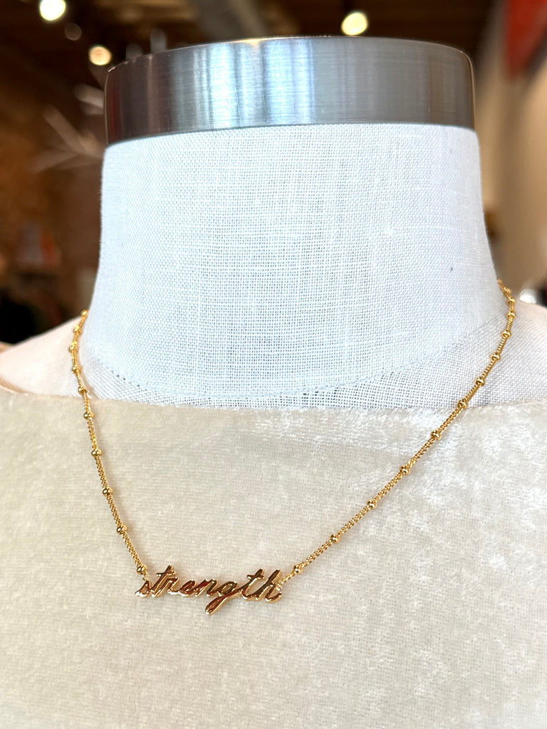 Godfrey and Rose - Strength Nameplate Necklace - Gold Vermeil-Godfrey and Rose-treehaus