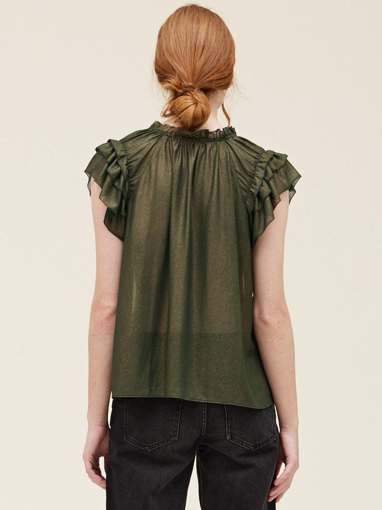 Gold Spray Ruffle Blouse - Gold Forest-Grade & Gather-treehaus