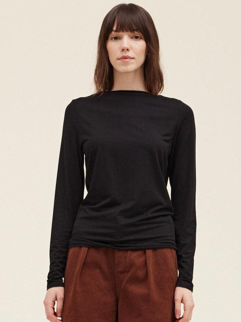 Grade & Gather - Boat Neck Top - Black-Grade & Gather-treehaus