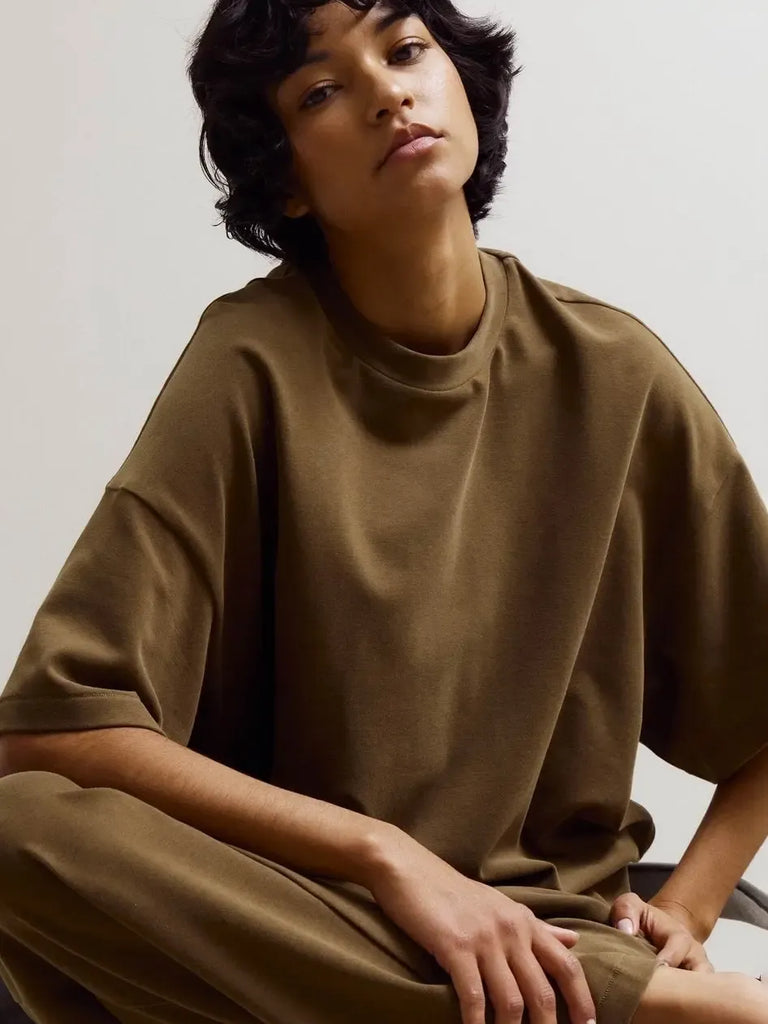 Grade & Gather - Brush Touch Loose Fit T-Shirt-Grade & Gather-treehaus