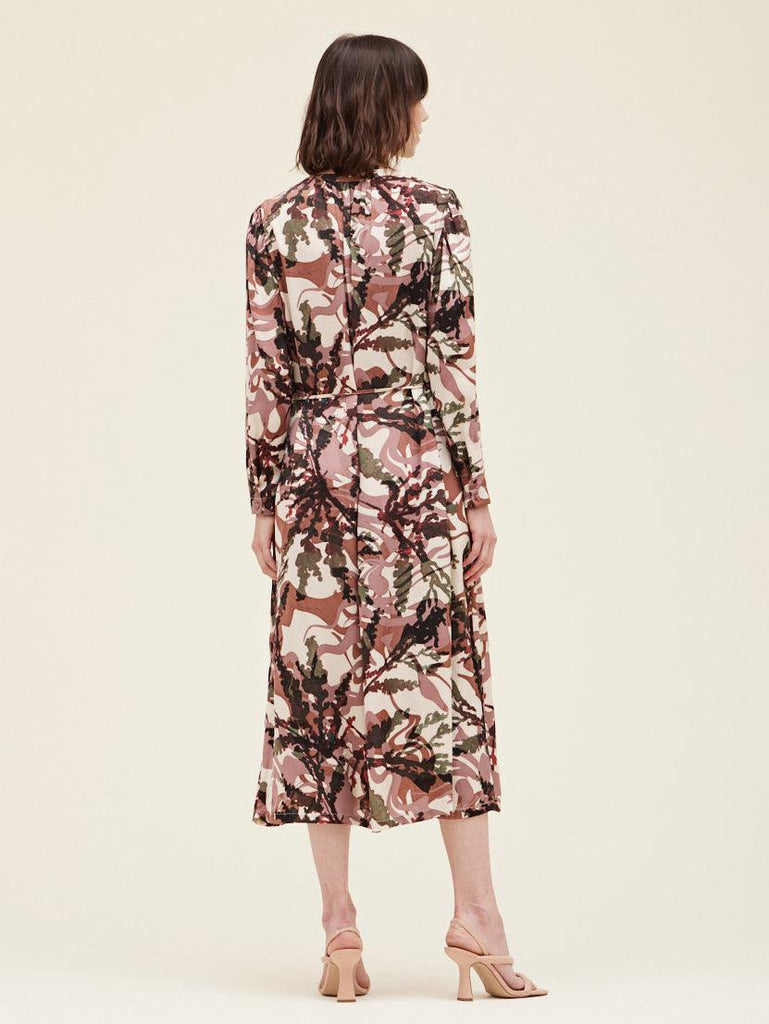 Grade & Gather - Button Down Printed Midi Dress - Rosewood-Grade & Gather-treehaus