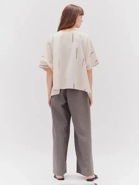 Grade & Gather - Cotton Print Boxy Blouse - Stucco-Grade & Gather-treehaus