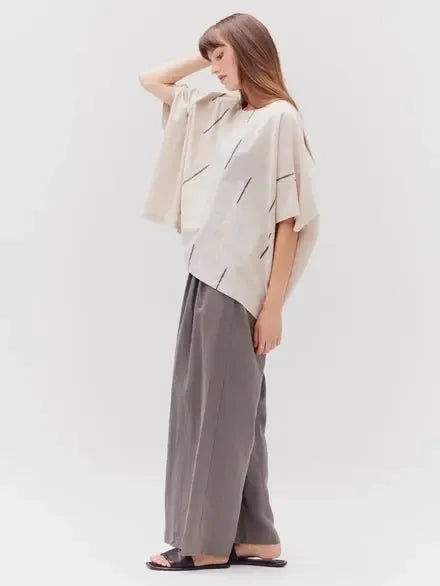 Grade & Gather - Cotton Print Boxy Blouse - Stucco-Grade & Gather-treehaus