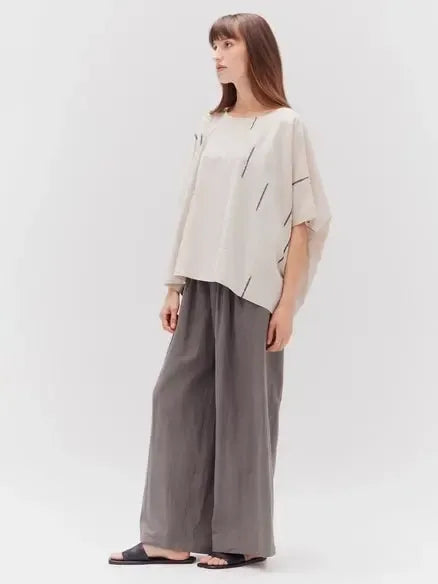 Grade & Gather - Cotton Print Boxy Blouse - Stucco-Grade & Gather-treehaus