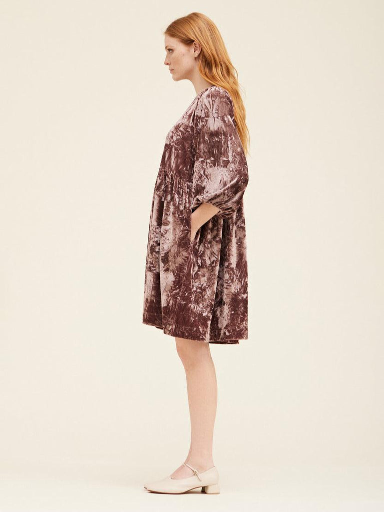 Grade & Gather - Crushed Velvet Babydoll Dress - Dusty Orchid-Grade & Gather-treehaus