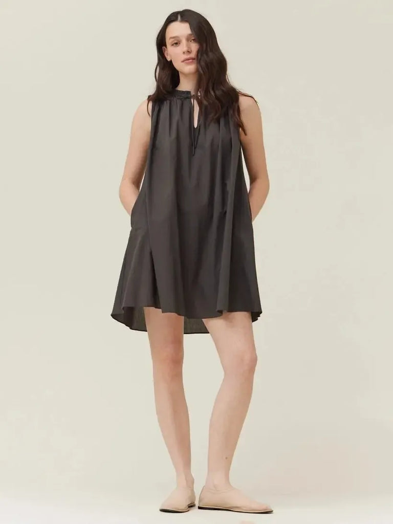 Grade & Gather - Detailed Mini Dress - Kombu-Grade & Gather-treehaus