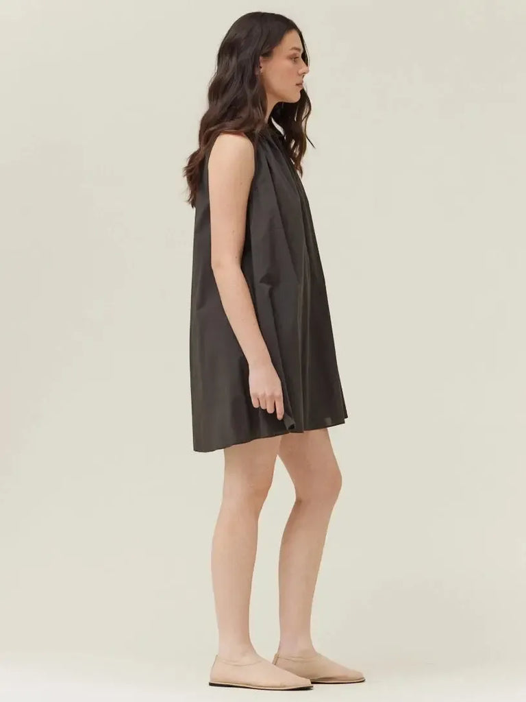 Grade & Gather - Detailed Mini Dress - Kombu-Grade & Gather-treehaus